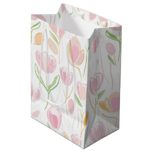 Modern Abstract Floral Line Pattern (5) Medium Gift Bag