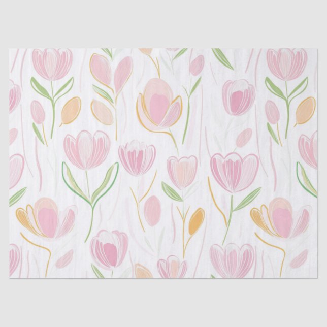 Modern Abstract Floral Line Pattern (5) Tissue Paper (Front)