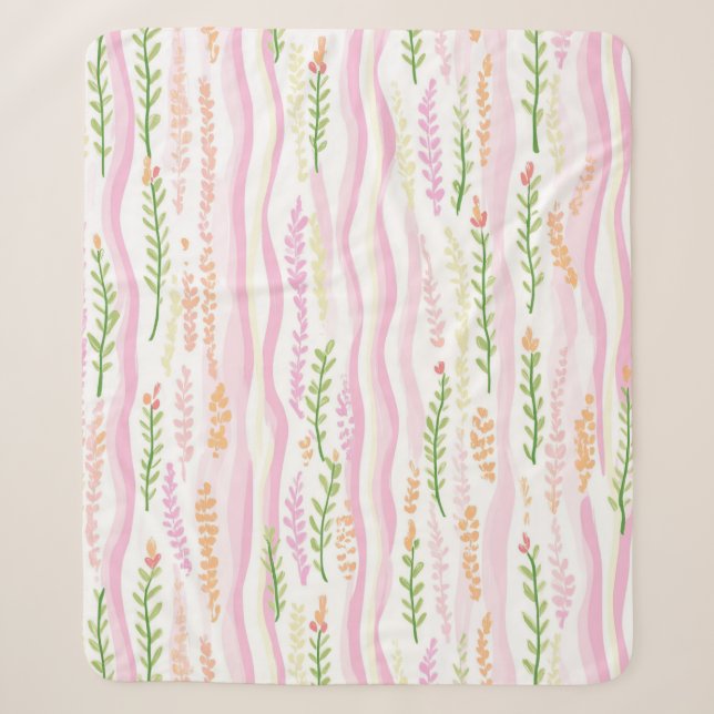 Modern Abstract Floral Line Pattern (7) Sherpa Blanket (Front)