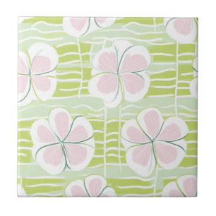 Modern Abstract Floral Line Pattern (9) Ceramic Tile