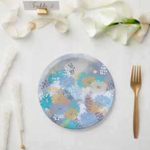 Modern abstract floral paper plate