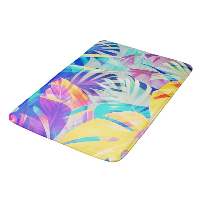 Modern Abstract Floral Pastel Colour Bath Mat (Angled)