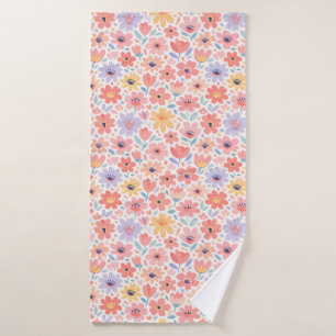 Modern Abstract Floral Pattern Bath Towel