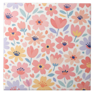 Modern Abstract Floral Pattern Ceramic Tile