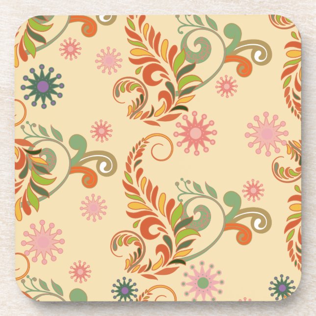 Modern Abstract Floral Pattern Coaster (Front)