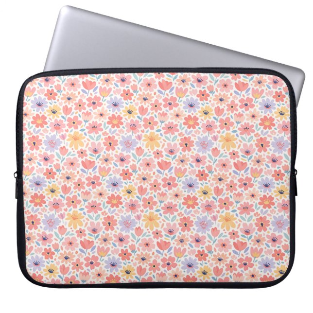 Modern Abstract Floral Pattern Laptop Sleeve (Front)