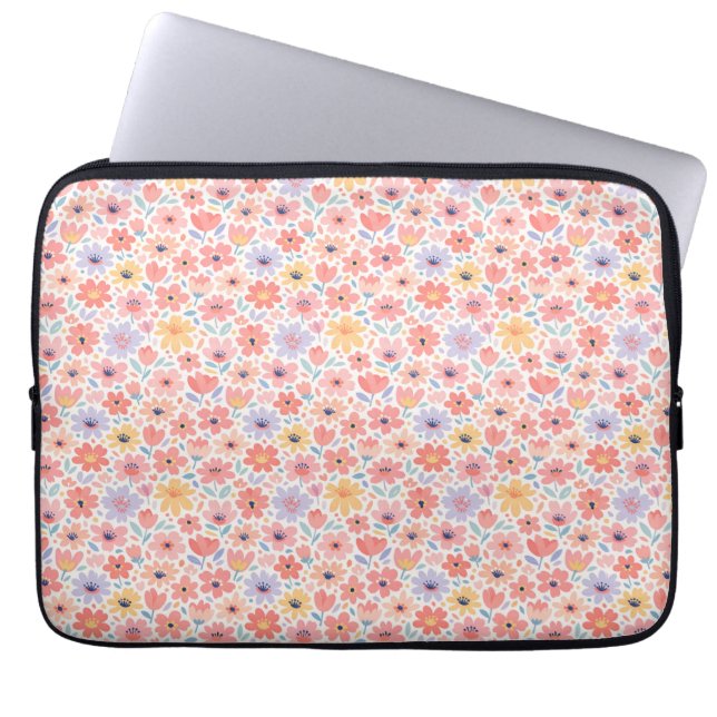Modern Abstract Floral Pattern Laptop Sleeve (Front)
