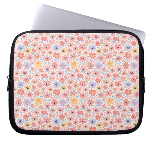 Modern Abstract Floral Pattern Laptop Sleeve (Front)
