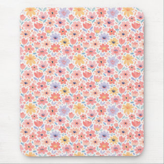 Modern Abstract Floral Pattern Mouse Pad