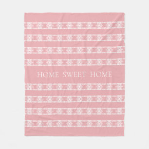 Modern abstract floral pattern on coral pink fleece blanket