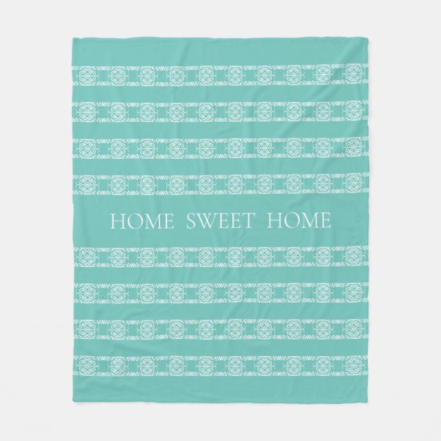Modern abstract floral pattern on mint teal fleece blanket (Front)