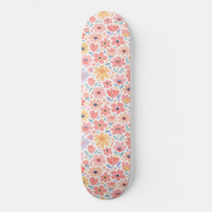 Modern Abstract Floral Pattern Skateboard