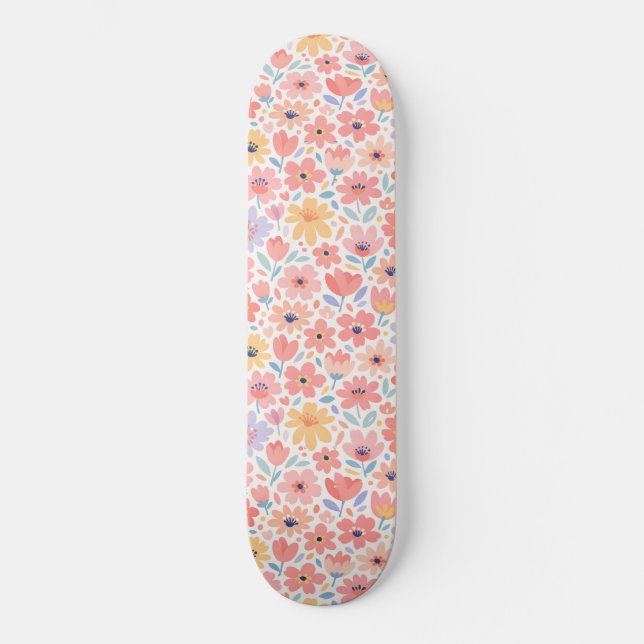 Modern Abstract Floral Pattern Skateboard (Front)