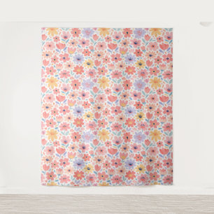 Modern Abstract Floral Pattern Tapestry