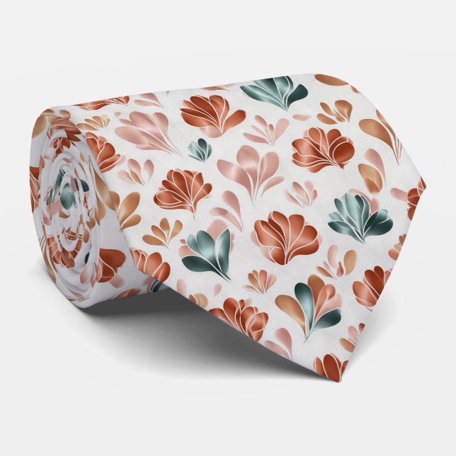 Modern Abstract Floral Pattern Tie (Rolled)