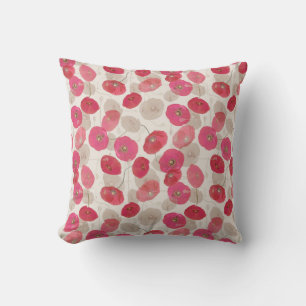 Modern Abstract Floral Pink Poppies Cushion