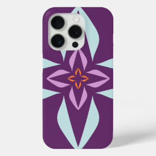 Modern Abstract Floral Purple and Orange iPhone 15 Pro Case