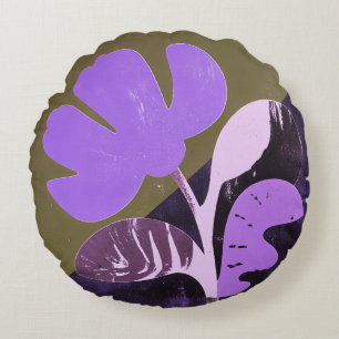 Modern Abstract Floral Round Pillow
