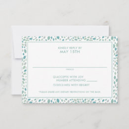 Modern Abstract Floral Seaside Green Wedding RSVP Card