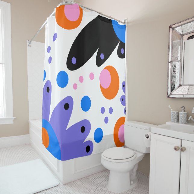 Modern Abstract Floral Shower Curtain (In Situ)