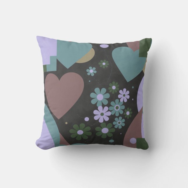 Modern Abstract Floral Throw Pillow (Front)