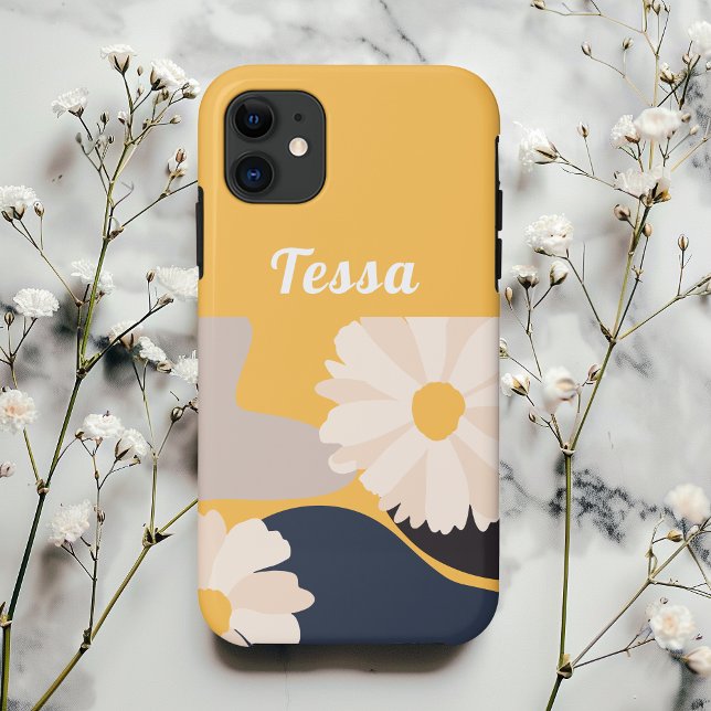 Modern Abstract Floral Yellow Personalised Case-Mate iPhone Case (Creator Uploaded)