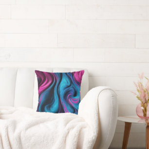 Modern Abstract-Flow Art-Blue and Pink- Cushion