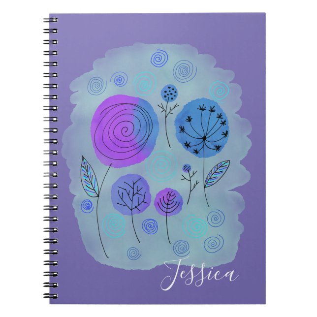 Modern Abstract Flower Art Personalised Notebook (Front)