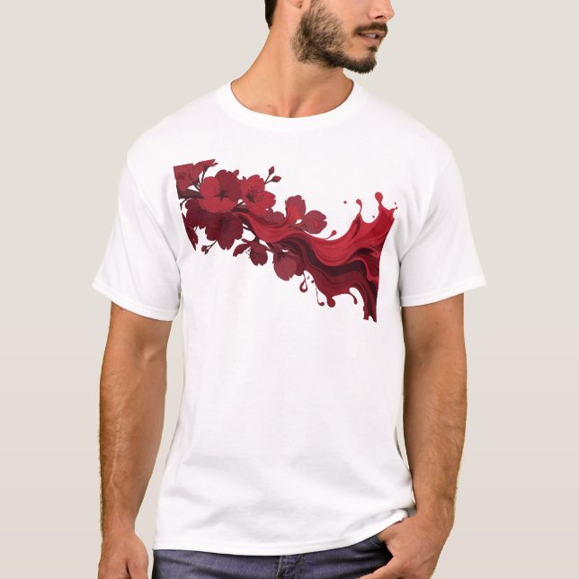 Modern ABSTRACT FLOWER Artistic Expression T-Shirt (Front)