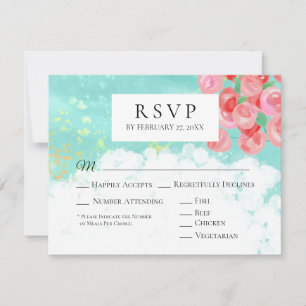 *~* Modern Abstract Flower Glitter Wedding RSVP Card