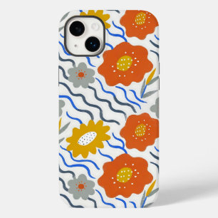 Modern Abstract Flowers Boho Wavy Case-Mate iPhone 14 Plus Case