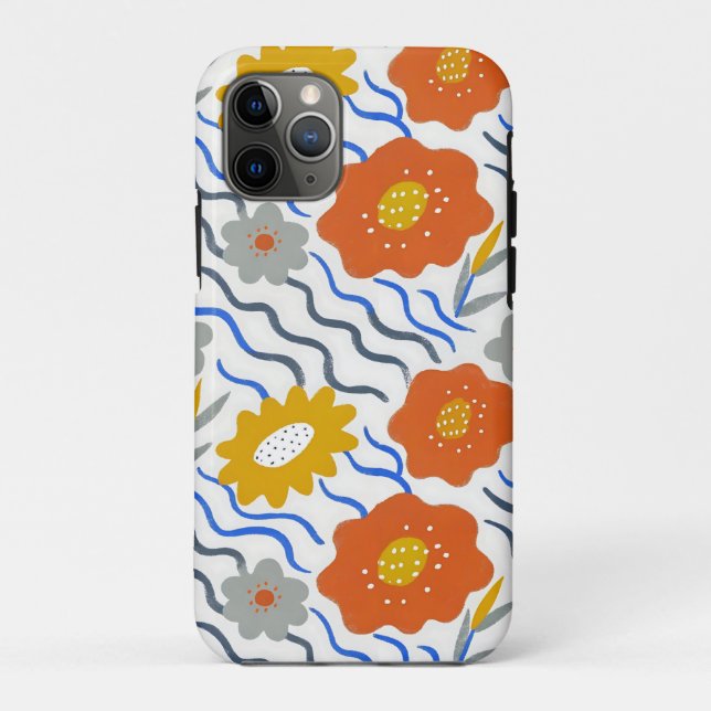 Modern Abstract Flowers Boho Wavy Case-Mate iPhone Case (Back)