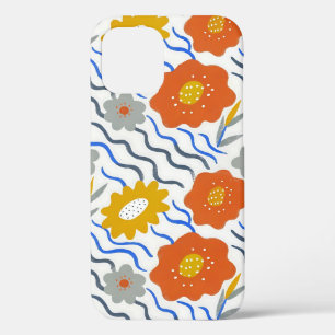 Modern Abstract Flowers Boho Wavy iPhone 12 Pro Case