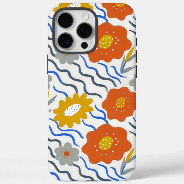 Modern Abstract Flowers Boho Wavy Case-Mate iPhone Case (Back)