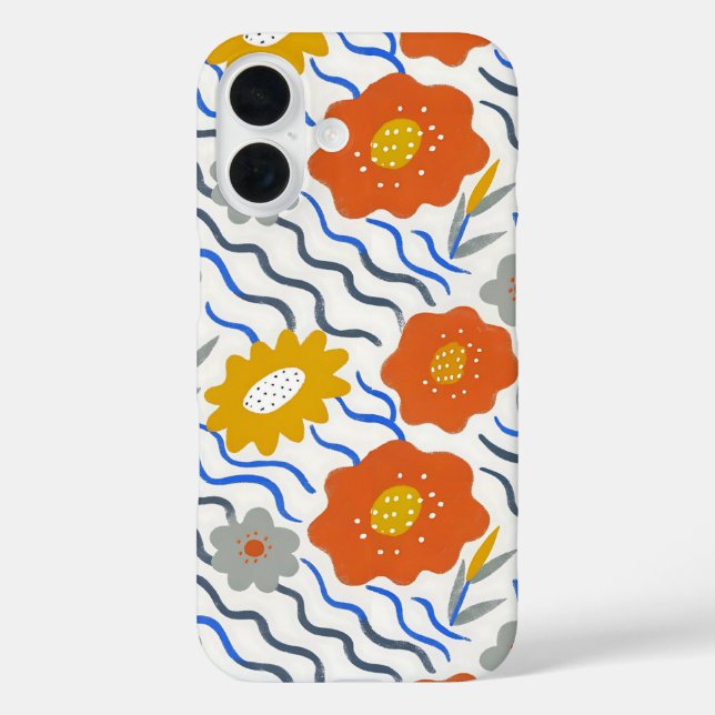 Modern Abstract Flowers Boho Wavy Case-Mate iPhone Case (Back)