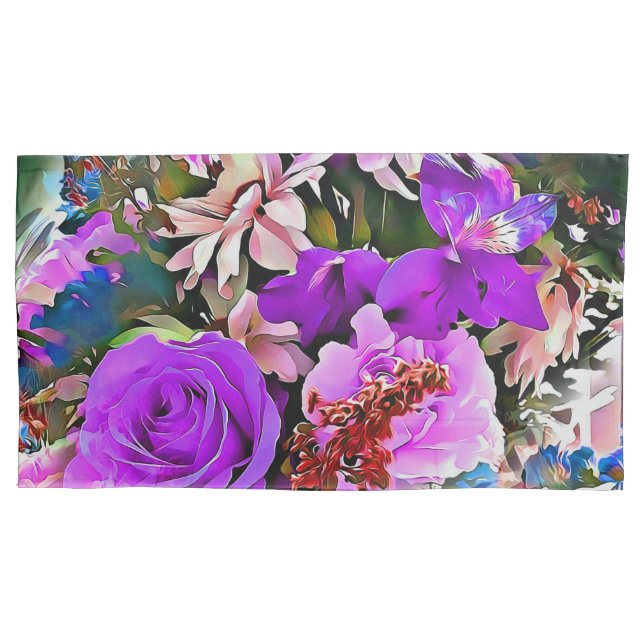 Modern Abstract flowers floral art Pillowcase (Front-Left)