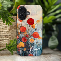 Modern Abstract Flowers Personalised Name