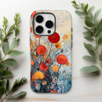 Modern Abstract Flowers Personalised Name