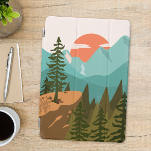 Modern Abstract Forest, Mountains, and Sunrise iPad Pro Cover