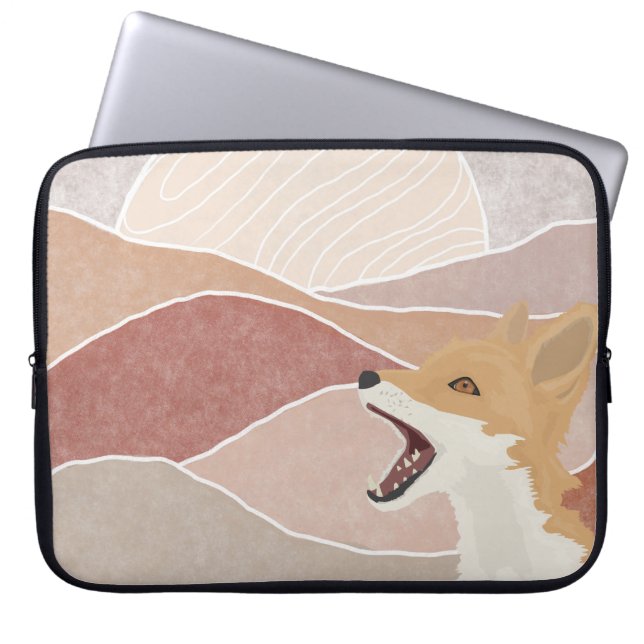 Modern Abstract Fox & The Hills  Laptop Sleeve (Front)