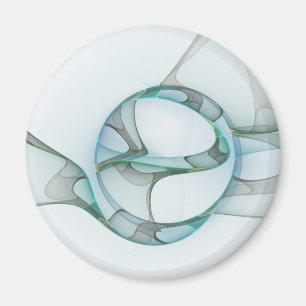 Modern Abstract Fractal Art Blue Turquoise Gray Magnet