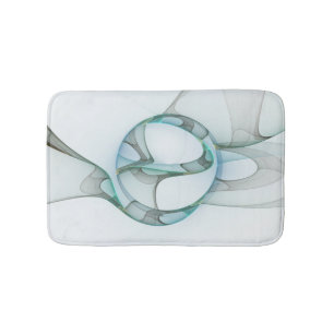 Modern Abstract Fractal Art Blue Turquoise Grey Bath Mat