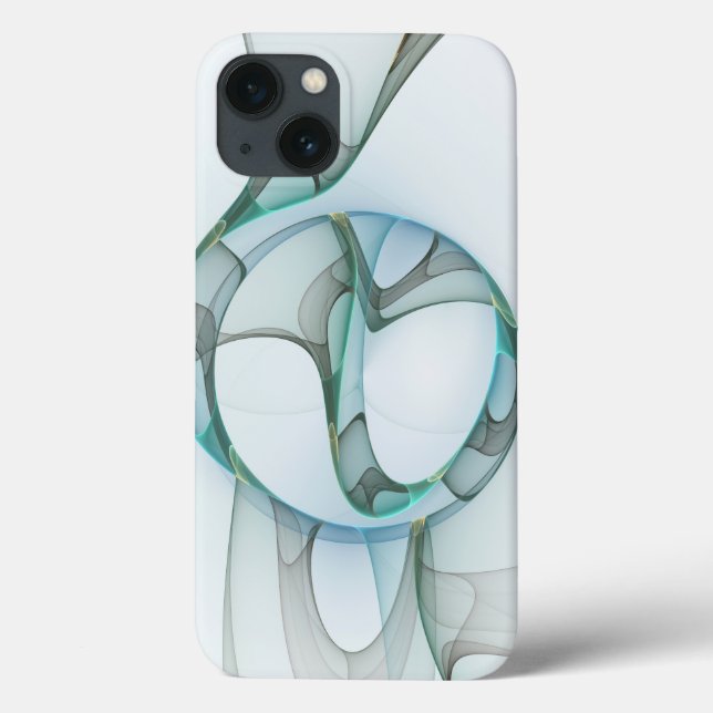 Modern Abstract Fractal Art Blue Turquoise Grey Case-Mate iPhone Case (Back)