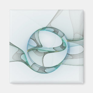 Modern Abstract Fractal Art Blue Turquoise Grey Magnet