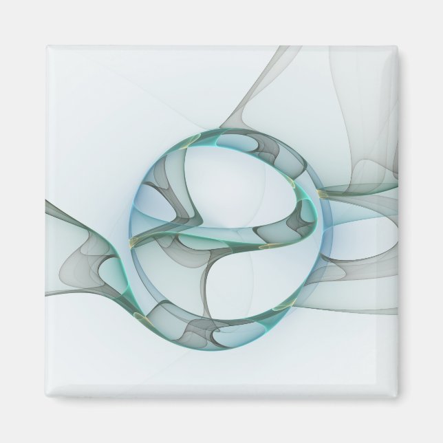Modern Abstract Fractal Art Blue Turquoise Grey Magnet (Front)