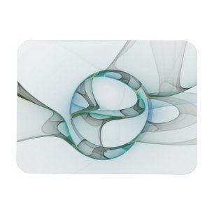 Modern Abstract Fractal Art Blue Turquoise Grey Magnet