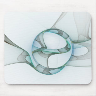 Modern Abstract Fractal Art Blue Turquoise Grey Mouse Pad
