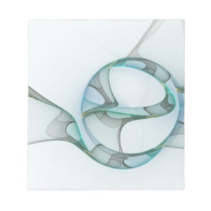 Modern Abstract Fractal Art Blue Turquoise Grey Notepad