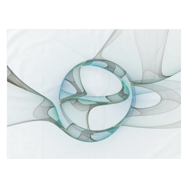 Modern Abstract Fractal Art Blue Turquoise Grey Tablecloth (Front (Horizontal))