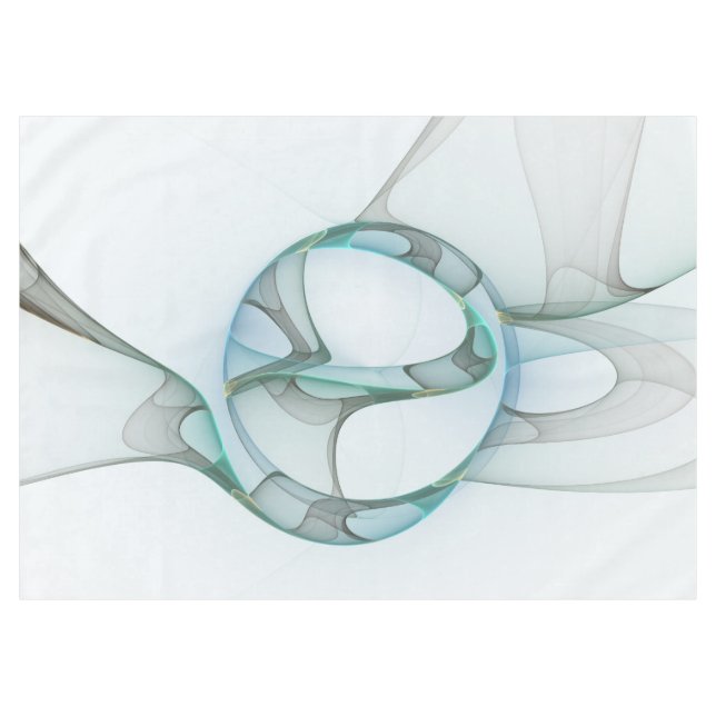 Modern Abstract Fractal Art Blue Turquoise Grey Tablecloth (Front (Horizontal))